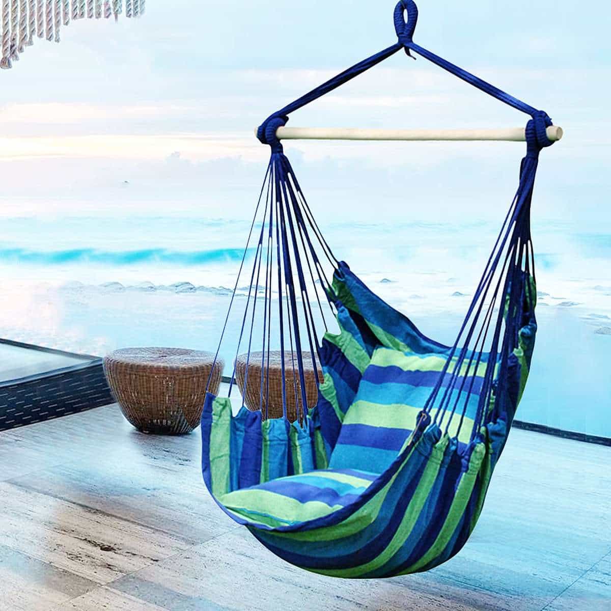 Indoor/Outdoor Hanging Hammock Chair With Pillows Halvs Market