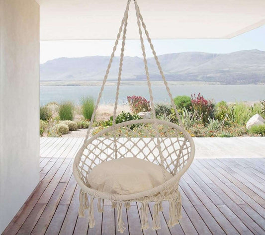 Indoor/Outdoor Round Hammock Chair With Tassels Halvs-Market