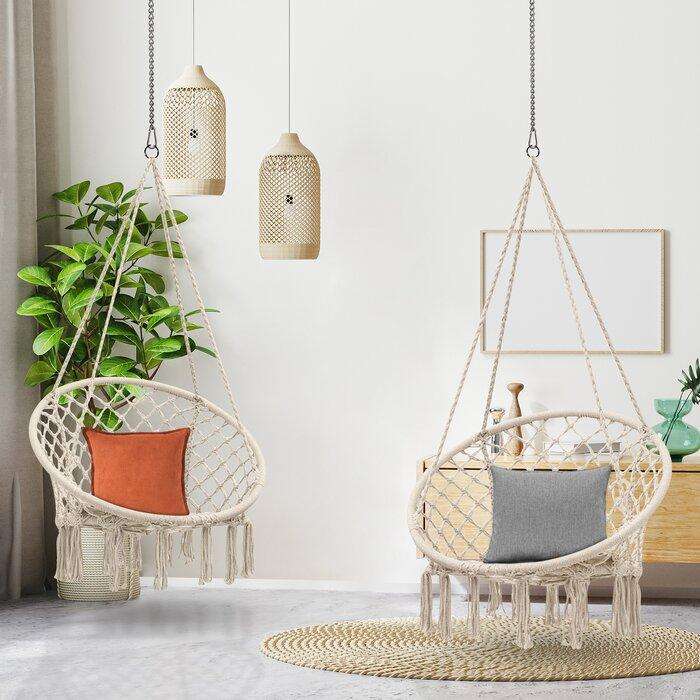 New! Indoor/Outdoor Round Hammock Chair With Tassels Halvs-Market