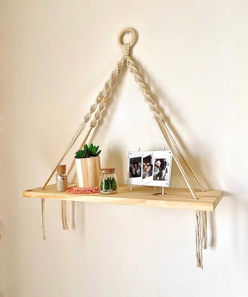 Handmade Macrame Hanging Wall Shelf